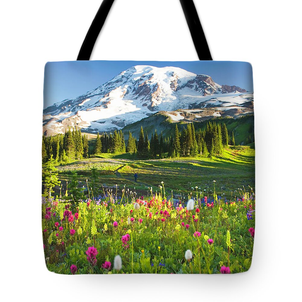 Scenics Tote Bag featuring the photograph Usa, Washington, Mt. Rainier National by Rene Frederick