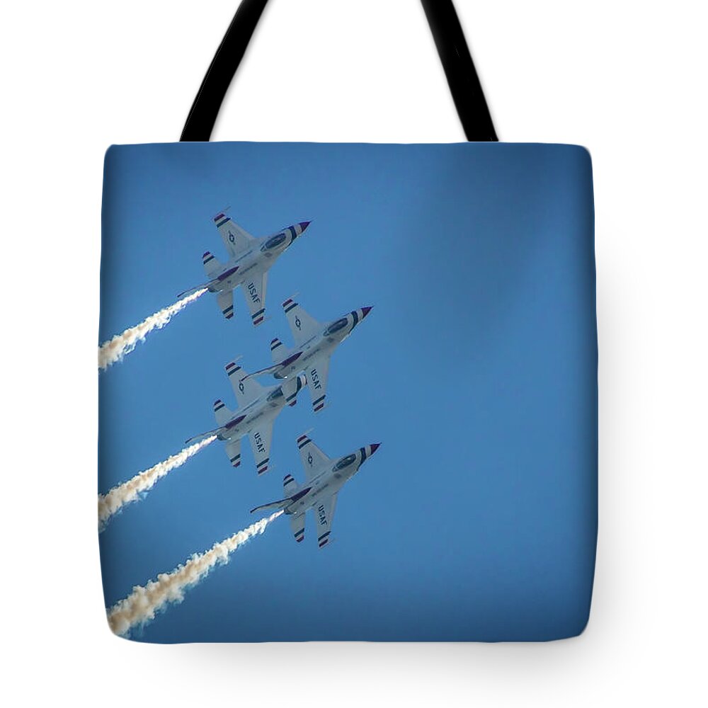 Thunderbirds Tote Bag featuring the photograph USAF Thunderbird Demonstration Squadron 7 by Donald Pash
