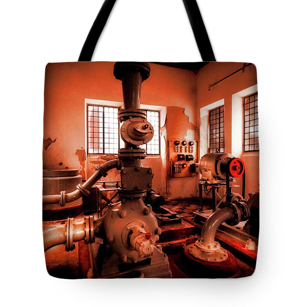 Industrial Tote Bag featuring the photograph Utility Industrial Research Kitchen by Micah Offman