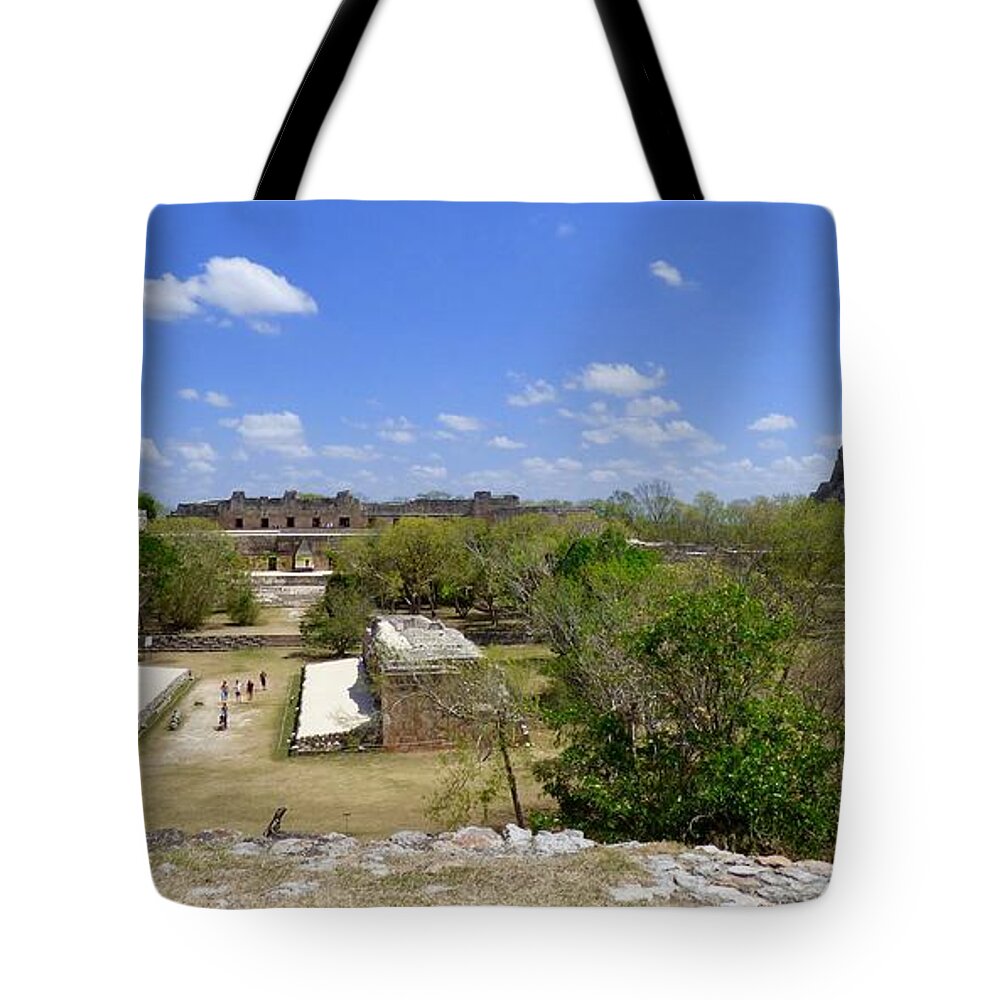 Mexico Tote Bag featuring the photograph Uxmal Overview from Governor's Palace by Amelia Racca