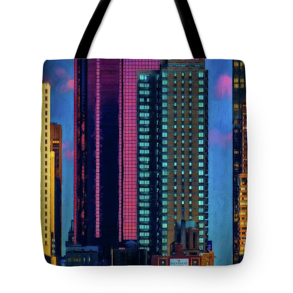 New York Tote Bag featuring the photograph Vibrant New York City Belvedere Hotel by Doug Sturgess
