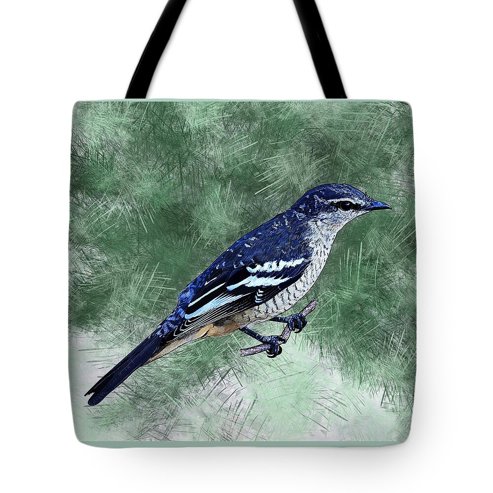 Illustration Tote Bag featuring the drawing V is for Varied Triller by Joan Stratton