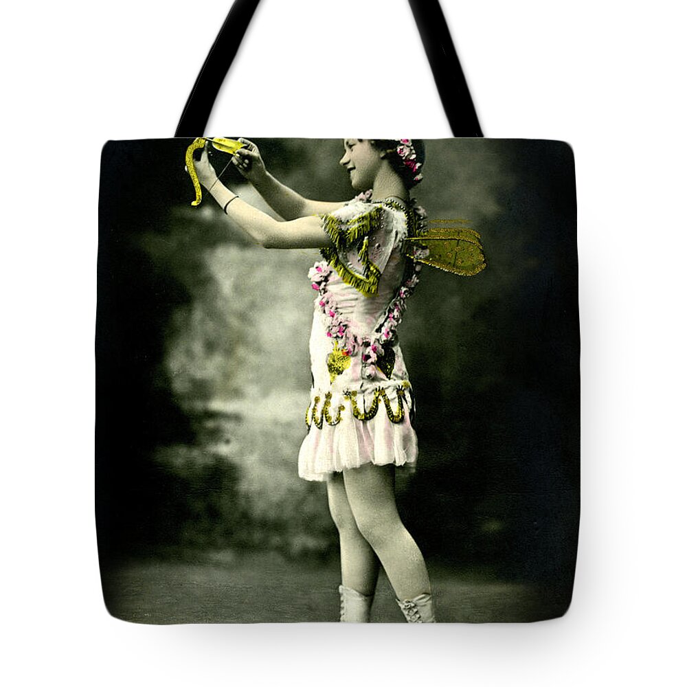 20th Century Tote Bag featuring the photograph Valentine's Day Postcard: Cupid On Ice Skates, 1900 by 
