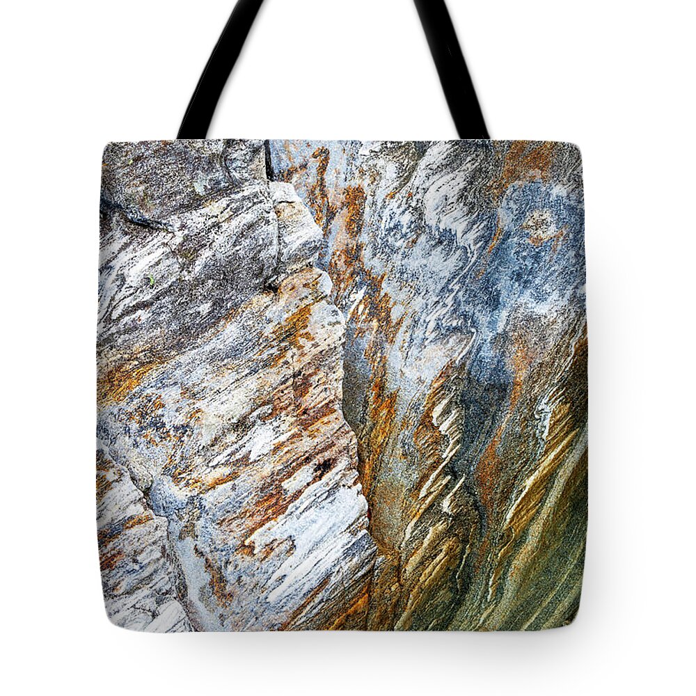 Heike Odermatt Tote Bag featuring the photograph Valle Verzasca Granite Detail by Heike Odermatt