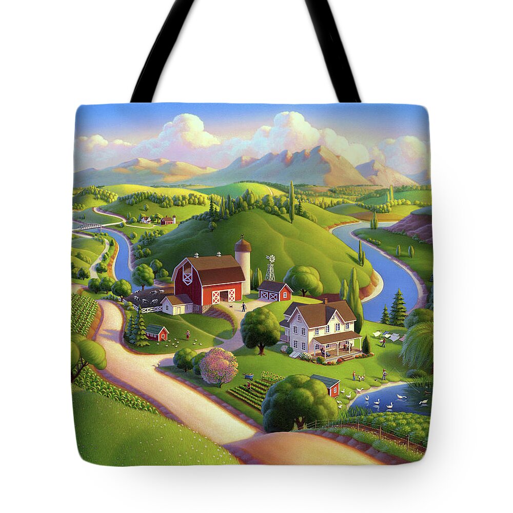 Farm Painting Tote Bag featuring the painting Valley Spring Farm by Robin Moline