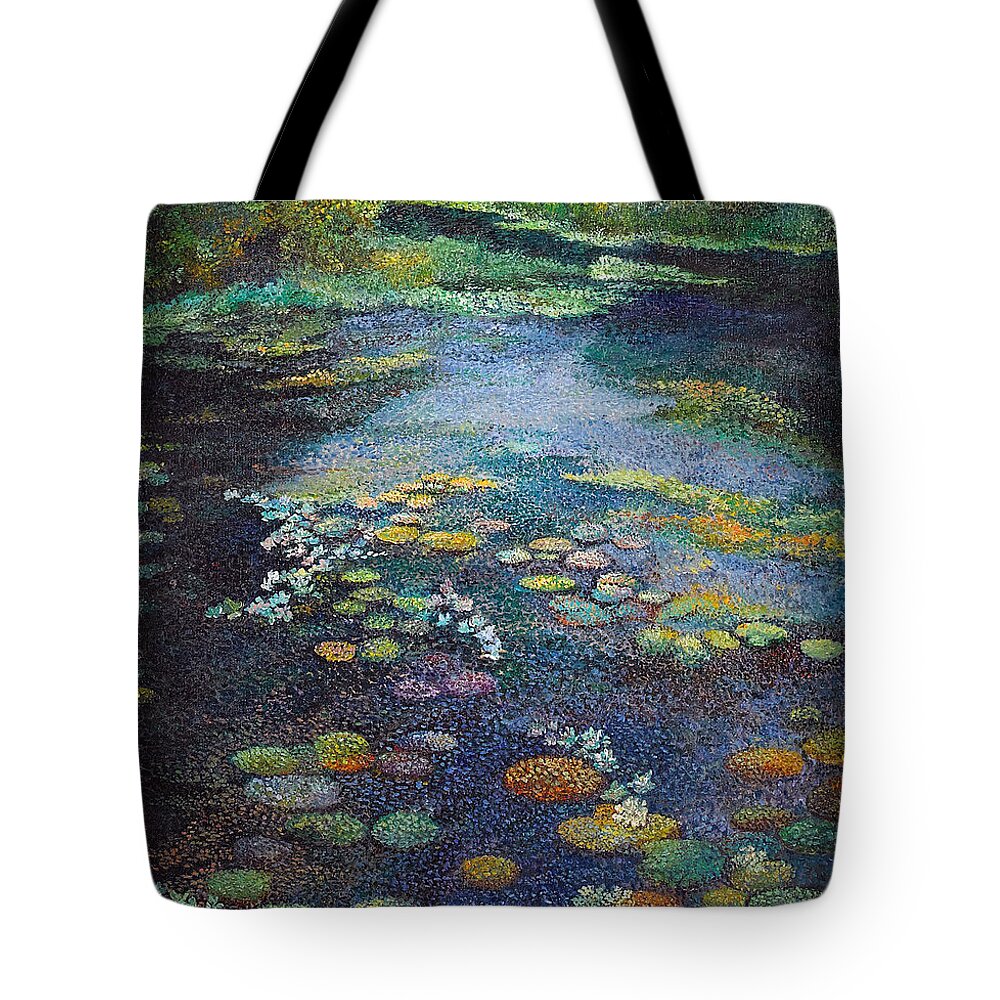  Tote Bag featuring the painting Vancouver's Water Lily Pond, an Inspiration by Rita Hoffman Shulak