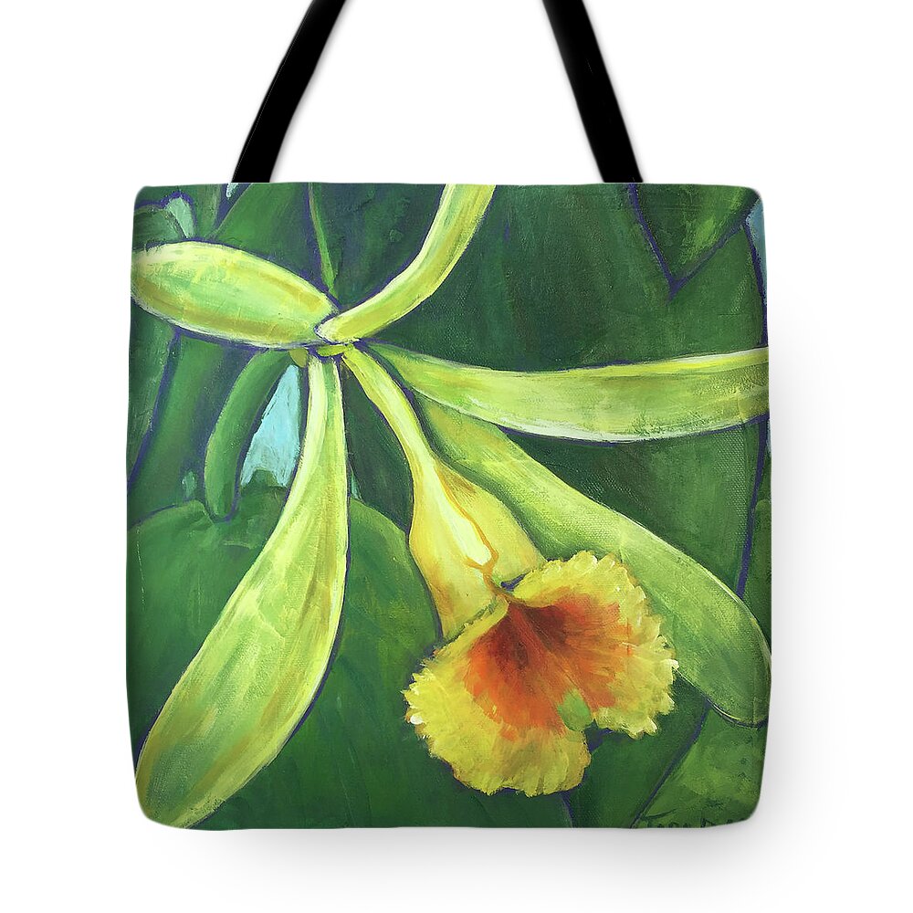 Orchid Tote Bag featuring the painting Vanilla Orchid by Tara D Kemp