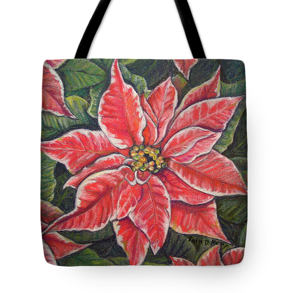 Variegated Tote Bag featuring the painting Variegated Poinsettia by Tara D Kemp