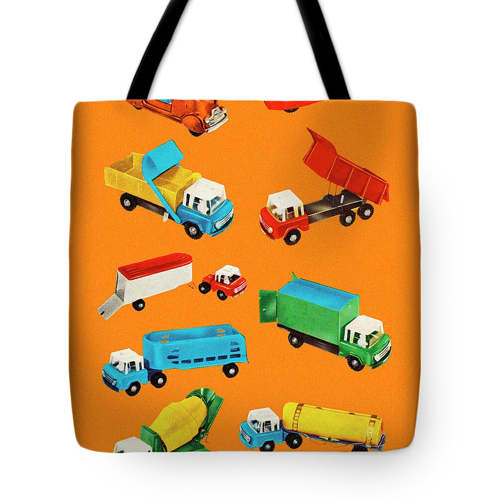 Campy Tote Bag featuring the drawing Variety of Trucks by CSA Images