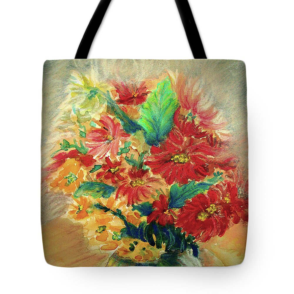 Flowers Tote Bag featuring the painting Vase by Jasna Dragun