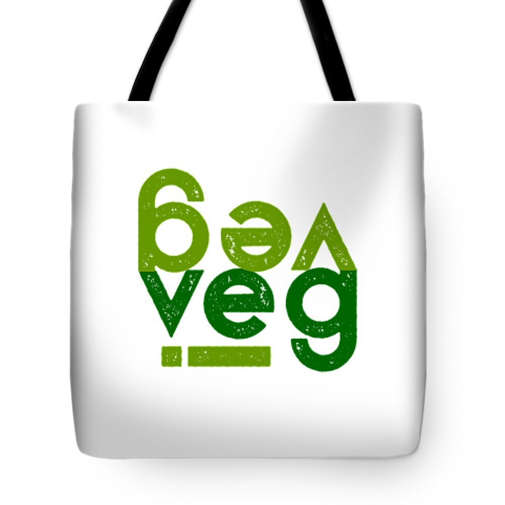  Tote Bag featuring the drawing VEG stacked with i - two greens by Charlie Szoradi