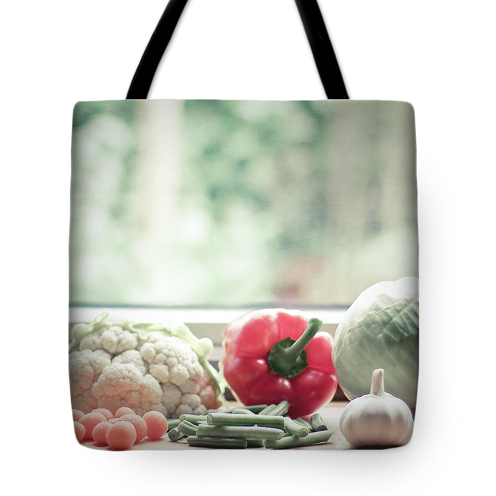 Cutting Board Tote Bag featuring the photograph Vegetables In The Kitchen, Ready To Be by Cindy Prins
