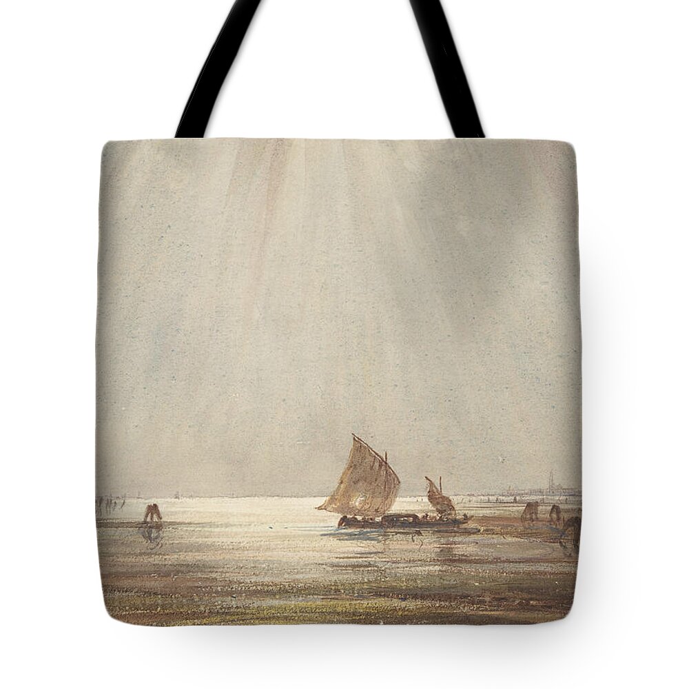 19th Century Art Tote Bag featuring the drawing Venetian Fishing Boat by Felix Ziem