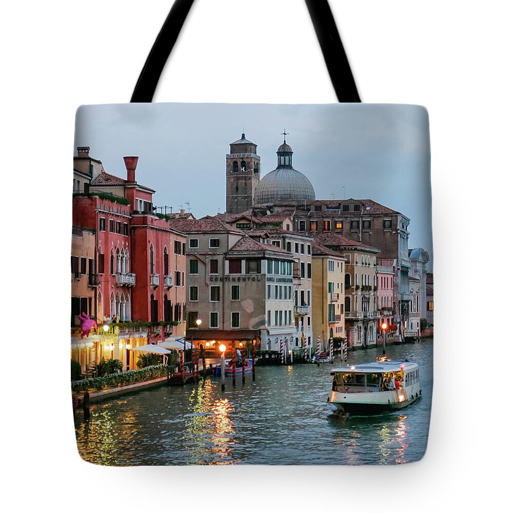2007 Tote Bag featuring the photograph Venice Grand Canal At Dusk by Enzo Figueres