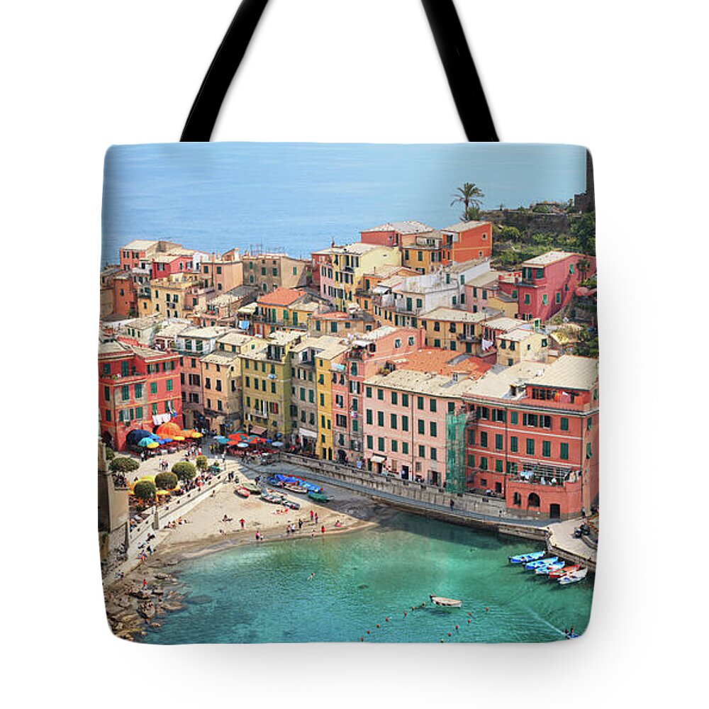 Water's Edge Tote Bag featuring the photograph Vernazza by Borchee
