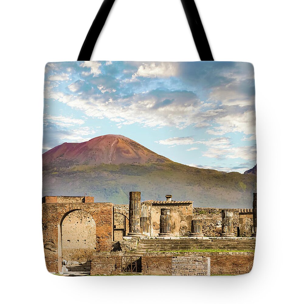 Pompeii Tote Bag featuring the photograph Vesuvius and Pompeii by Darryl Brooks