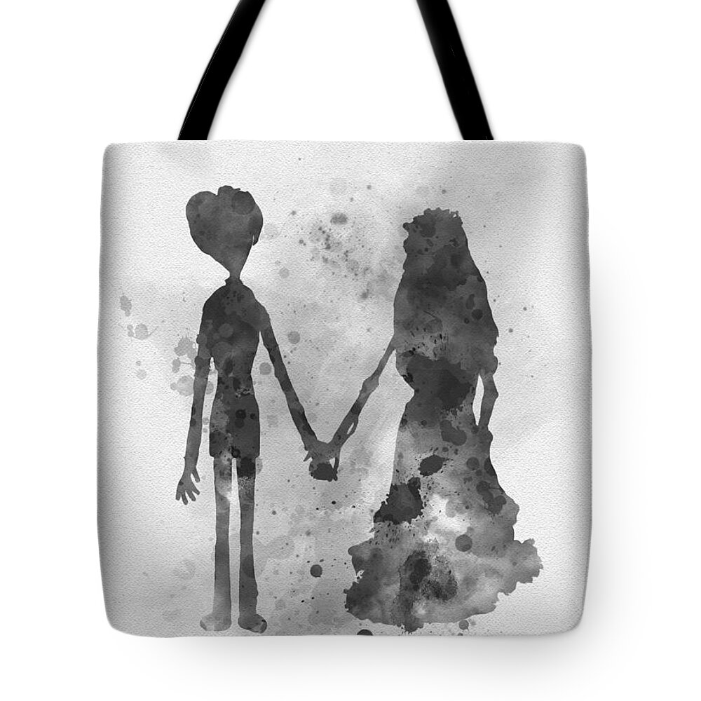 Victor Tote Bag featuring the mixed media Victor and Emily Black and White by My Inspiration
