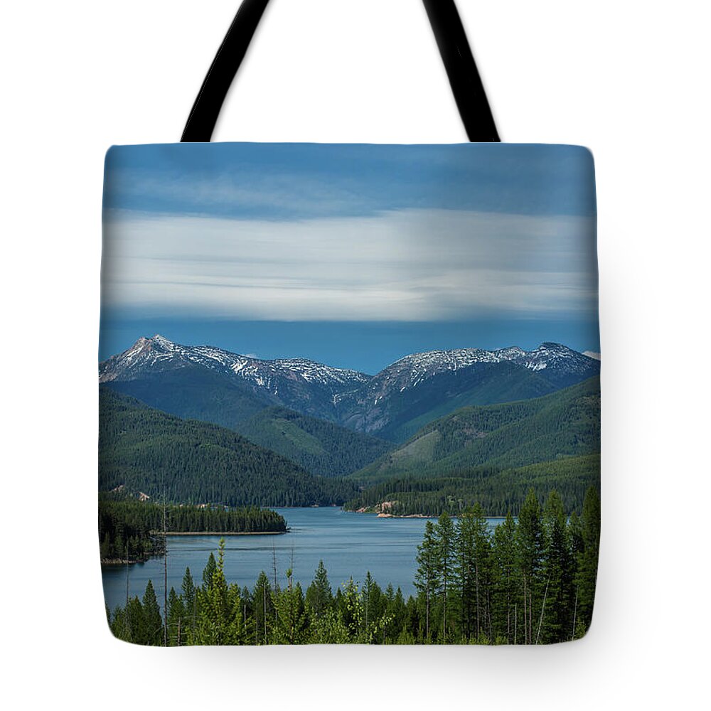 Montana Tote Bag featuring the photograph View of the mountains by Julieta Belmont