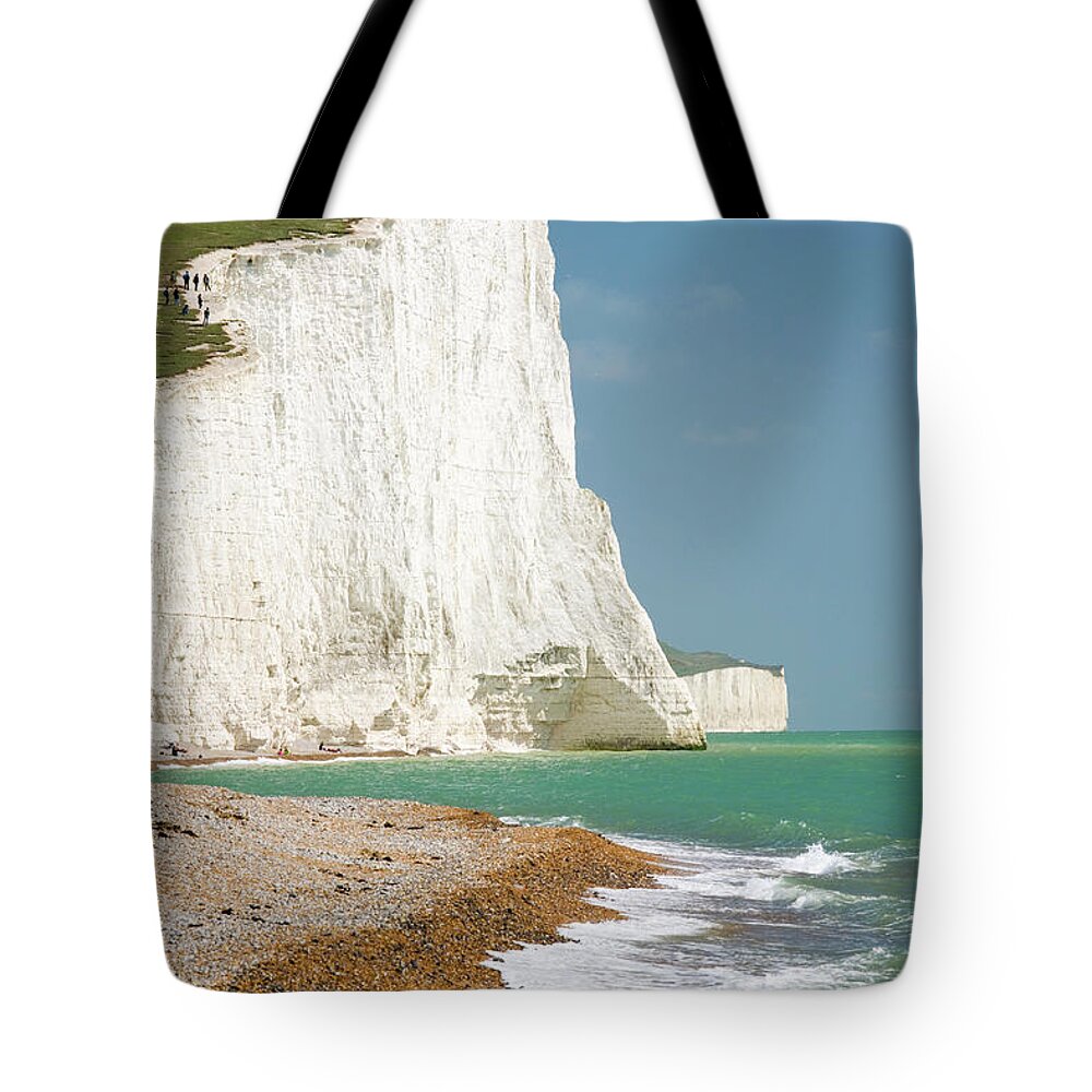 Water's Edge Tote Bag featuring the photograph View To The Seven Sisters, East Sussex by David C Tomlinson