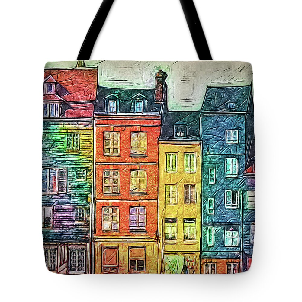 Village Old Towne Tote Bag featuring the photograph Village Old Towne Port Honfleur France by Bellesouth Studio