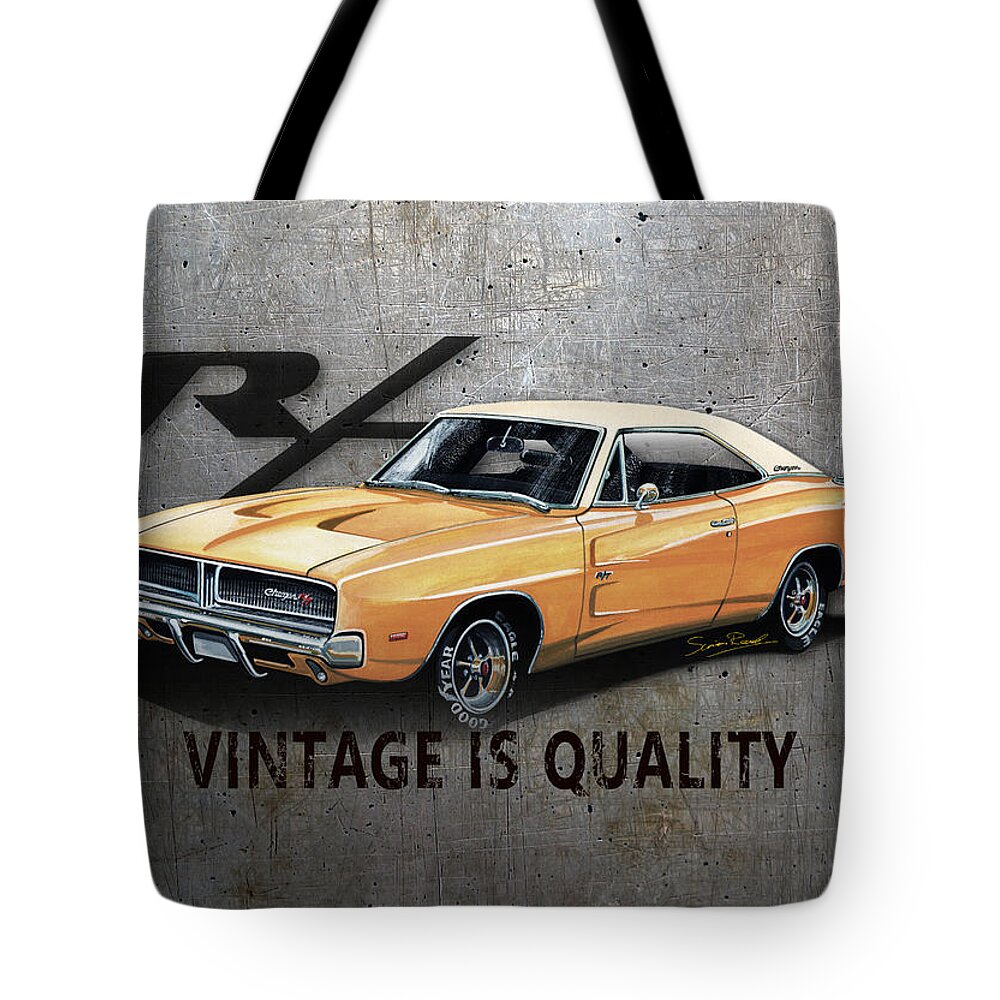 Art Tote Bag featuring the mixed media Vintage Charger by Simon Read