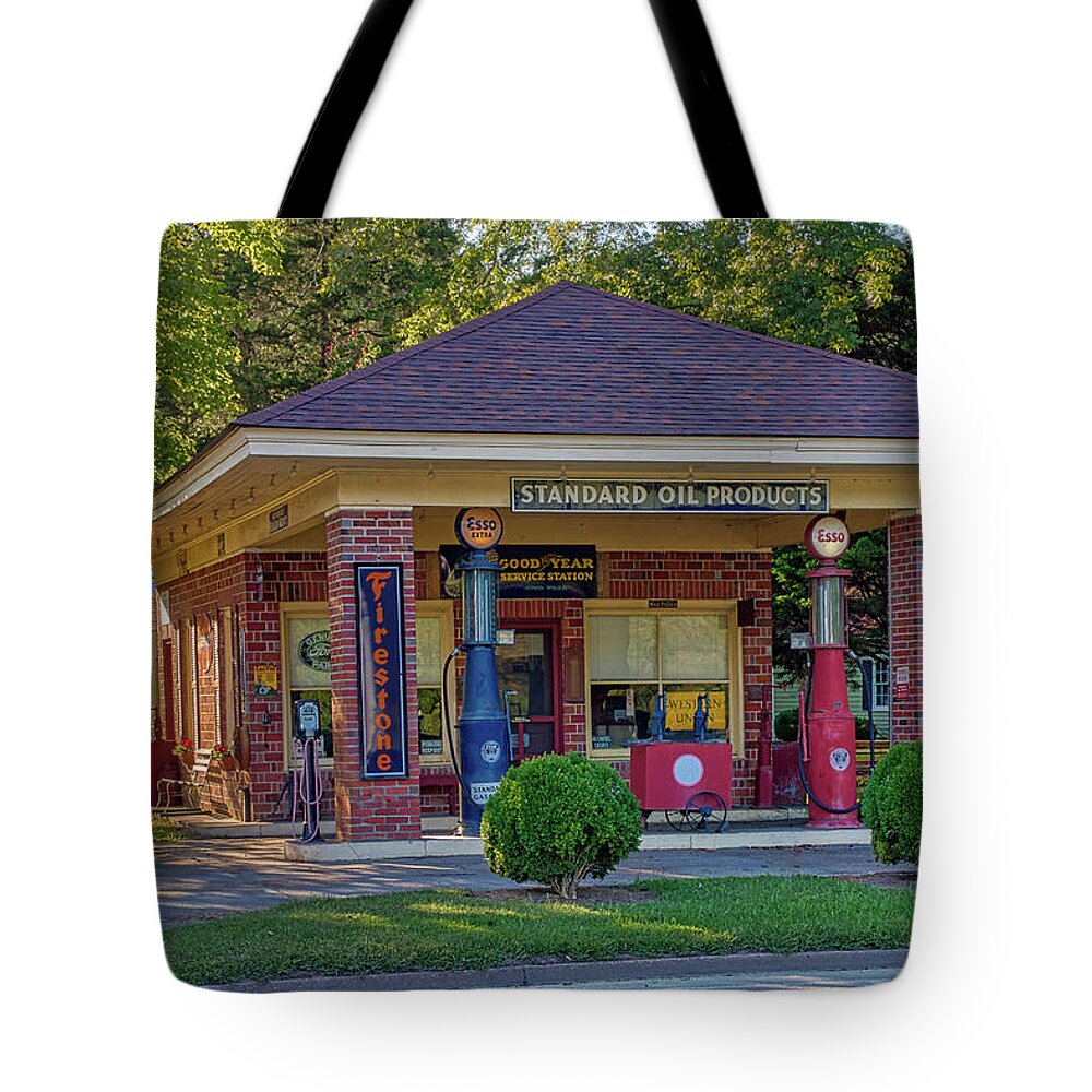 Gas Station Tote Bag featuring the photograph Vintage Gas Station by Jerry Gammon