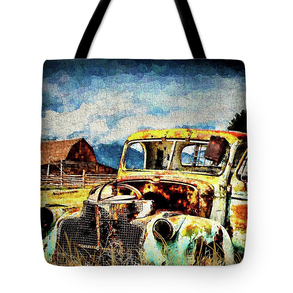 Truck Tote Bag featuring the digital art Vintage by Mark Allen