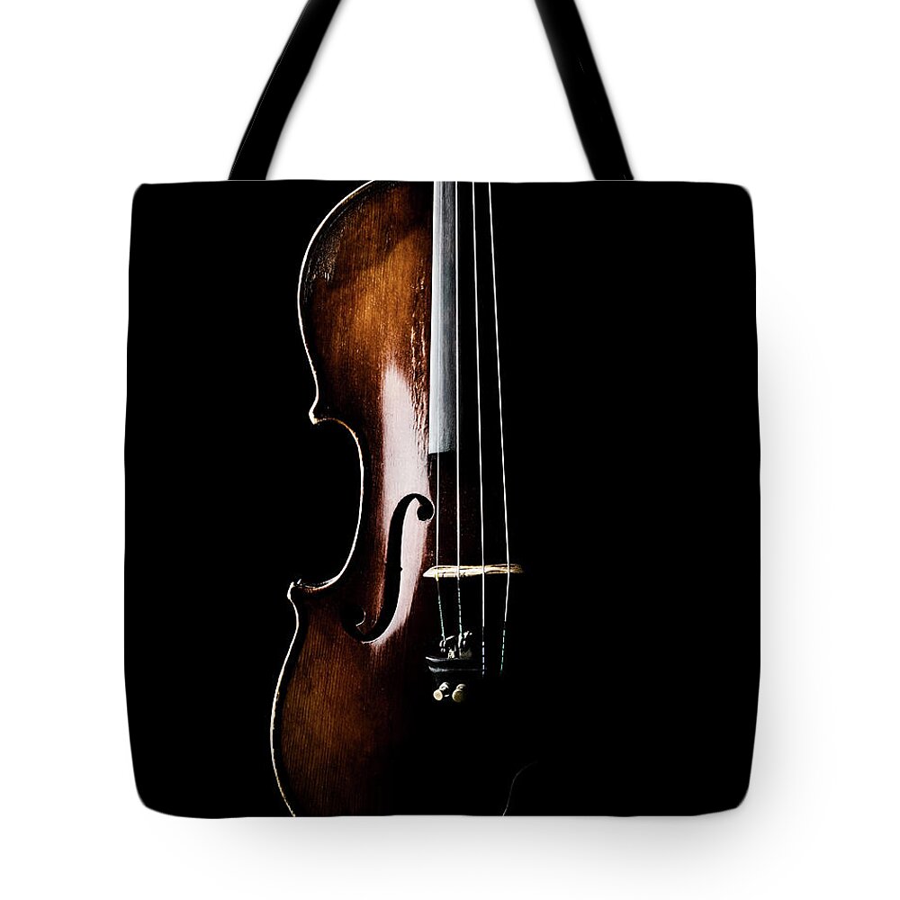 Art Tote Bag featuring the photograph Violin In Shadow by Jorgelum