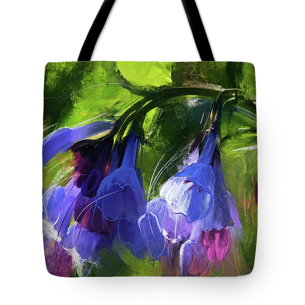 Virginia Bluebells Tote Bag featuring the digital art Virginia Bluebells by Garth Glazier