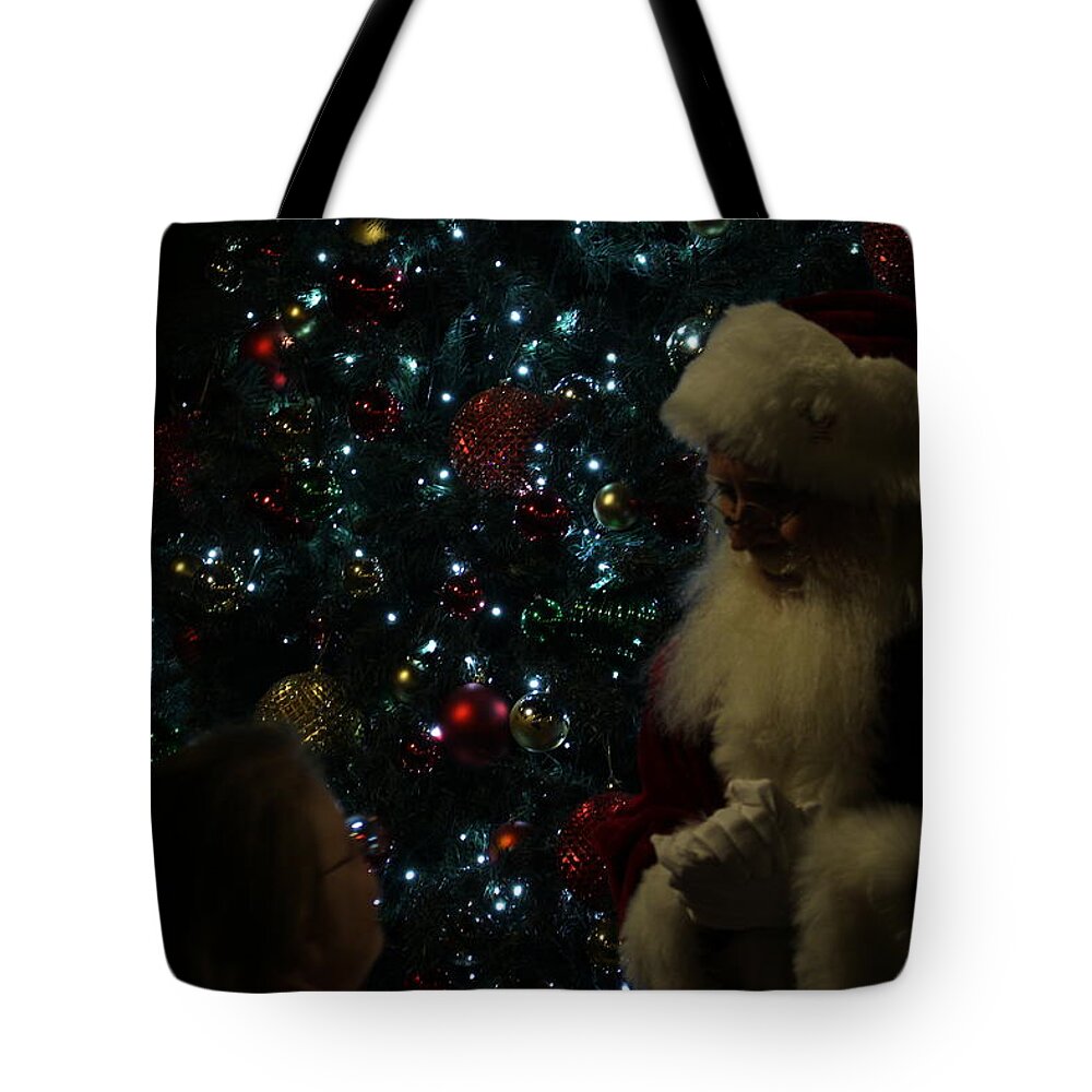Santa Tote Bag featuring the photograph Visit With Santa by Colleen Cornelius