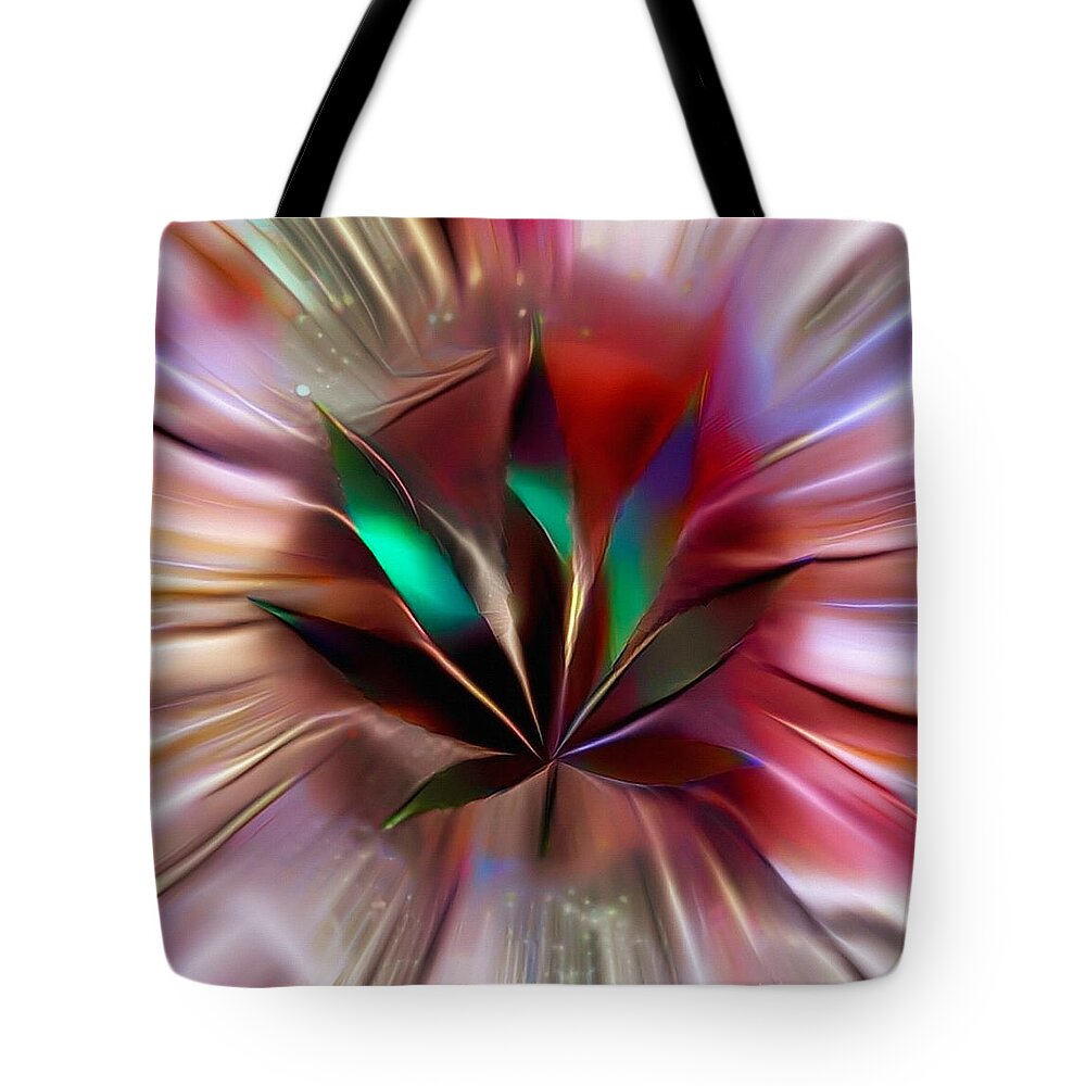 Abstract Tote Bag featuring the digital art Vivid marijuana leaf by Bruce Rolff