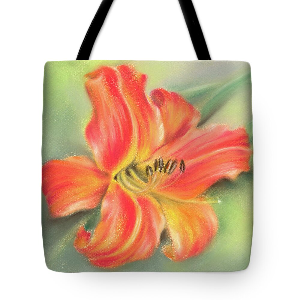 Botanical Tote Bag featuring the painting Vivid Orange Daylily by MM Anderson