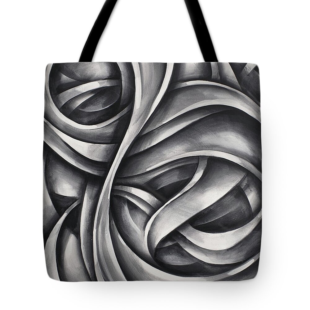 Monotone Tote Bag featuring the painting 'void' by Michael Lang