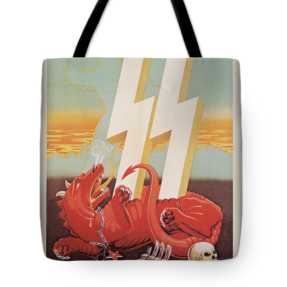Propaganda Tote Bag featuring the painting Waffen SS Recruitment by Harald Damsleth