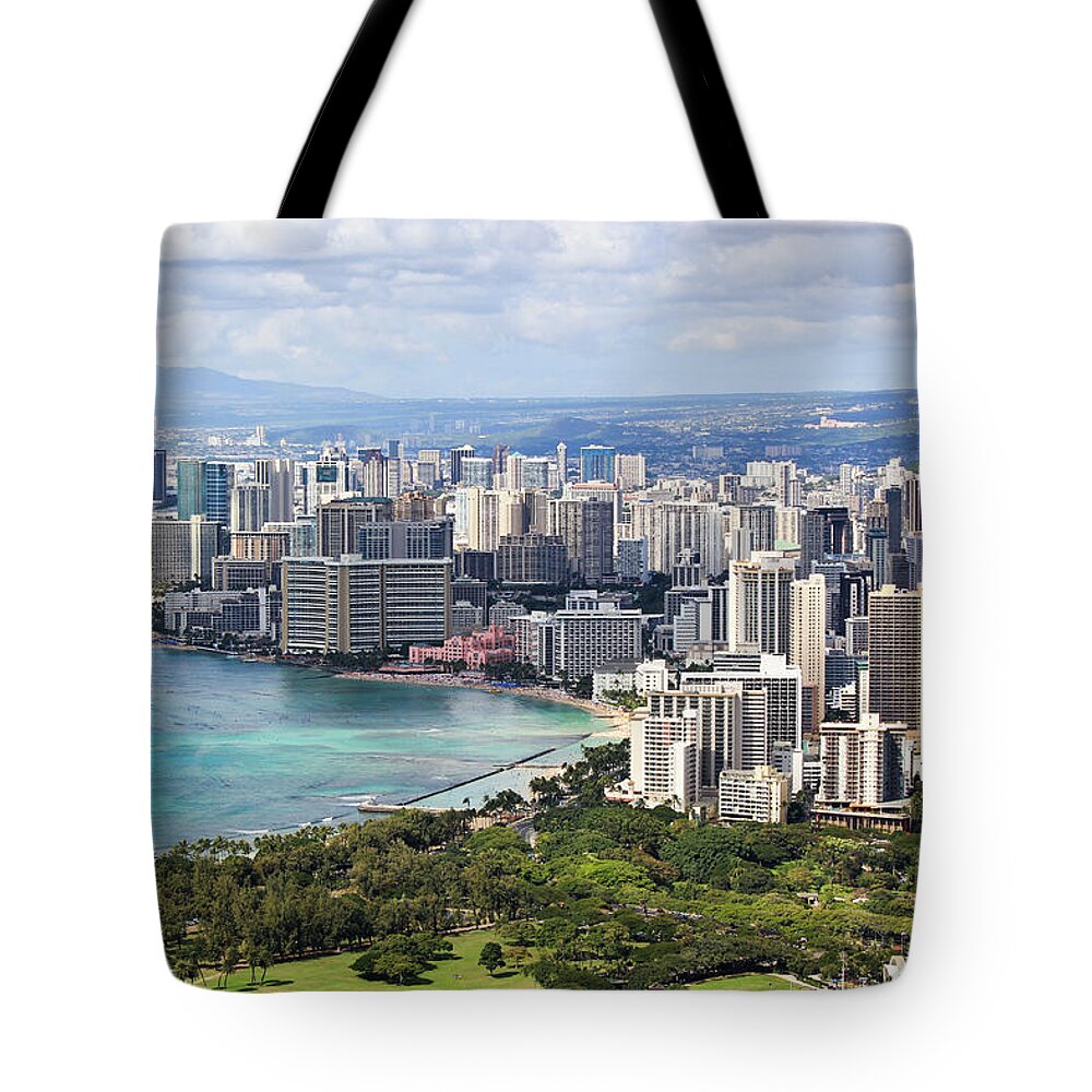 Tranquility Tote Bag featuring the photograph Waikiki Beach - Oahu, Hawaii by Ash-photography - Www.flickr.com/photos/ashleiggh/