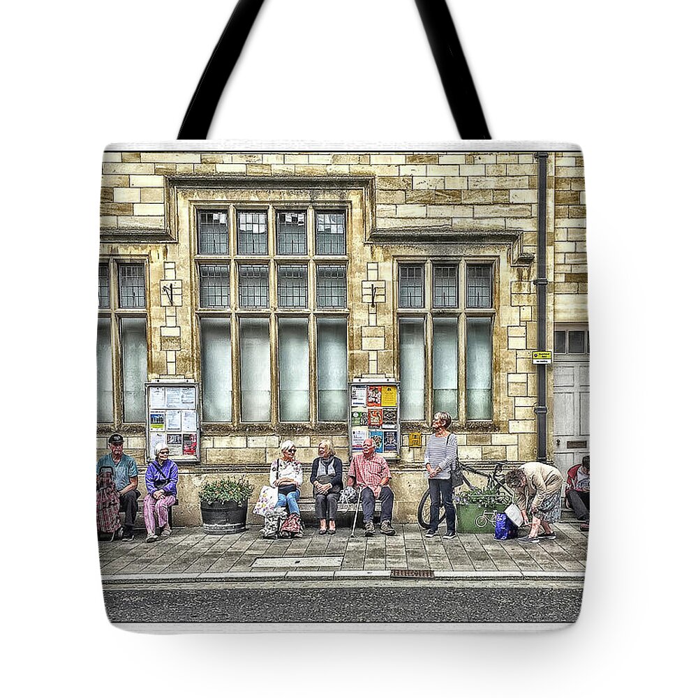 Passengers Tote Bag featuring the photograph Waiting For The Next Bus by Peggy Dietz