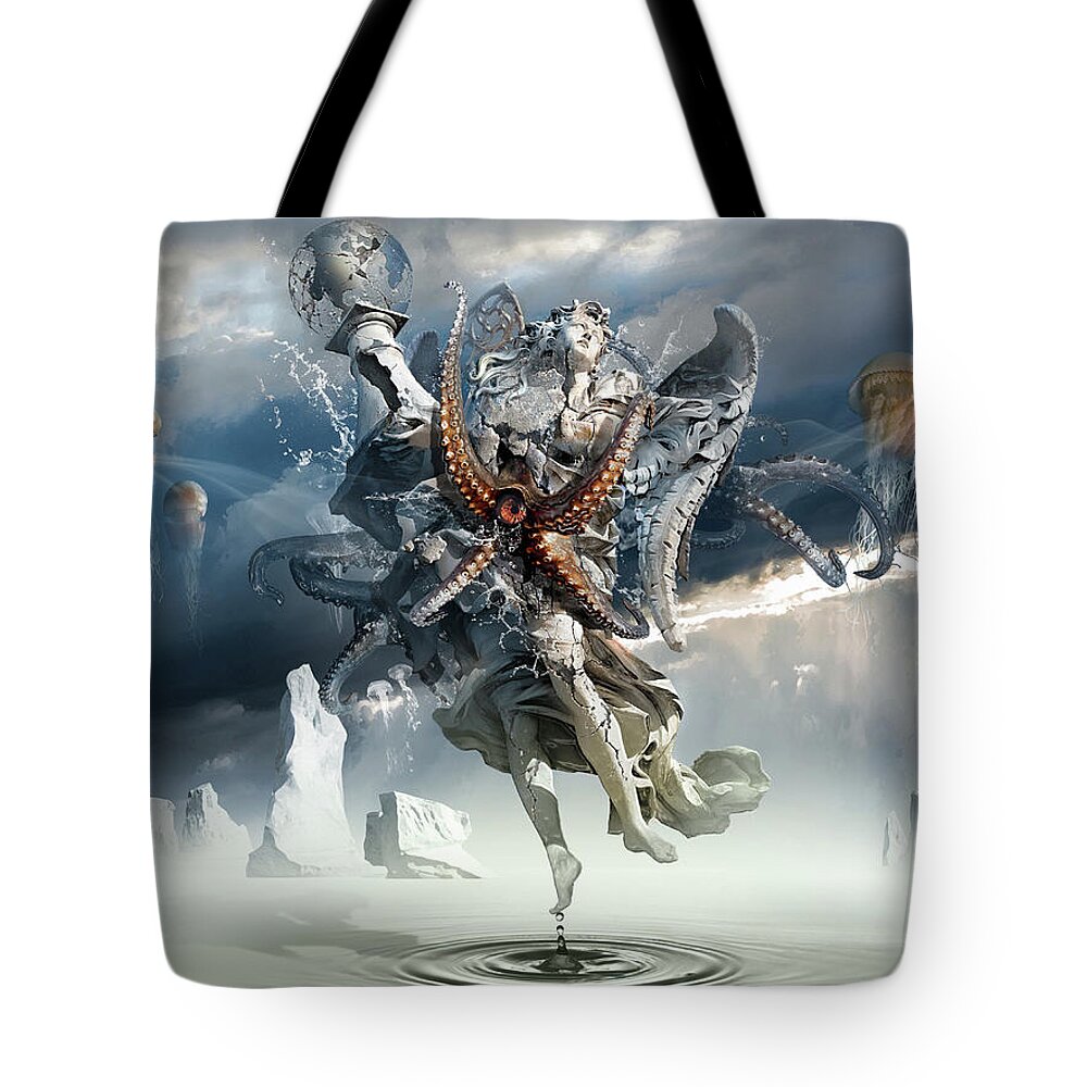 Imagination Tote Bag featuring the digital art Walking on Water or Correlation of Dreams and Reality by George Grie