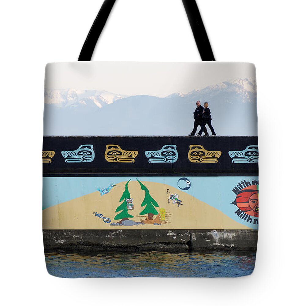 Walking Together Tote Bag featuring the photograph Walking Together -- The Unity Wall Mural in Victoria, British Columbia by Darin Volpe