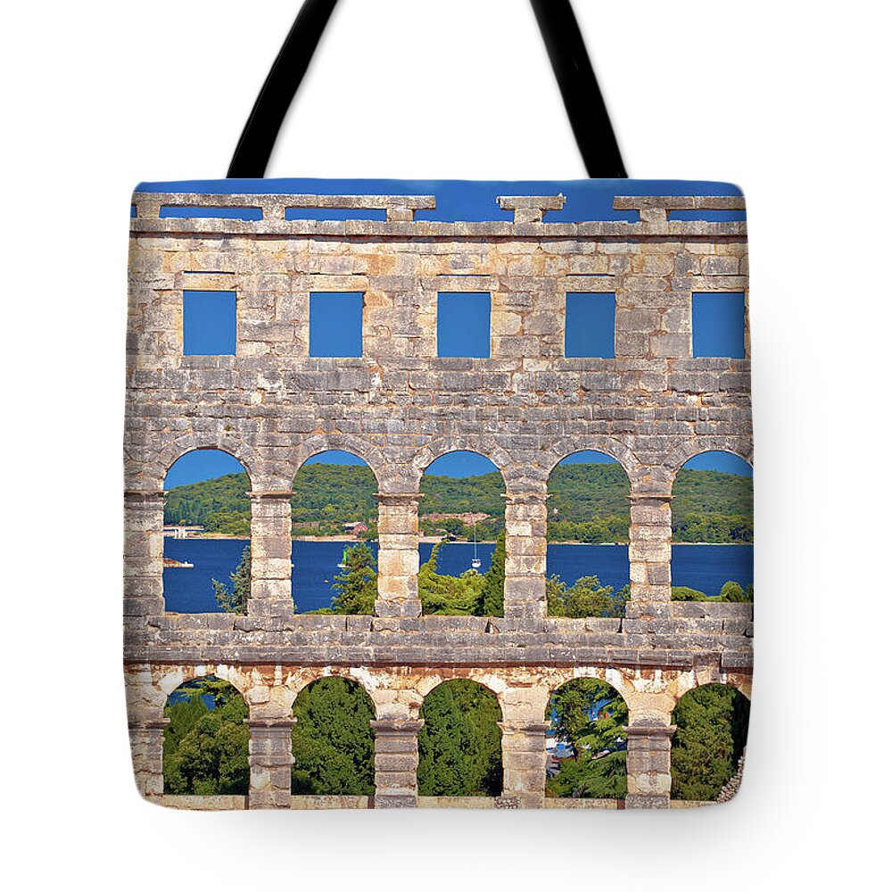 Pula Tote Bag featuring the photograph Walls and arches of Arena Pula by Brch Photography