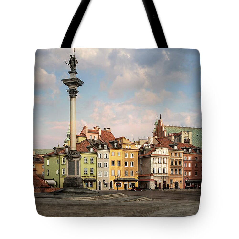 Warsaw Tote Bag featuring the photograph Warsaw on a sunny morning by Jaroslaw Blaminsky