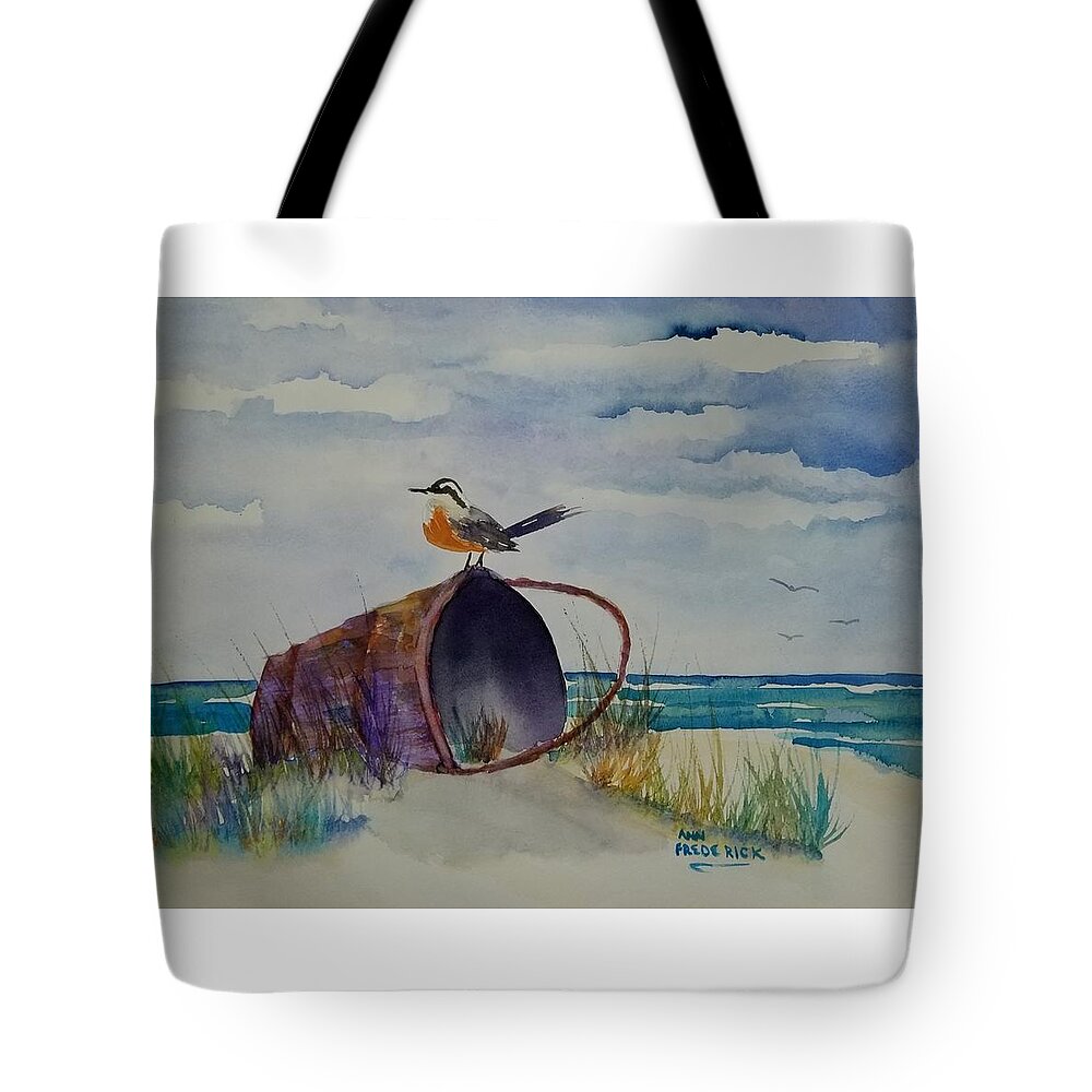 Ocean Tote Bag featuring the painting Washed up by Ann Frederick
