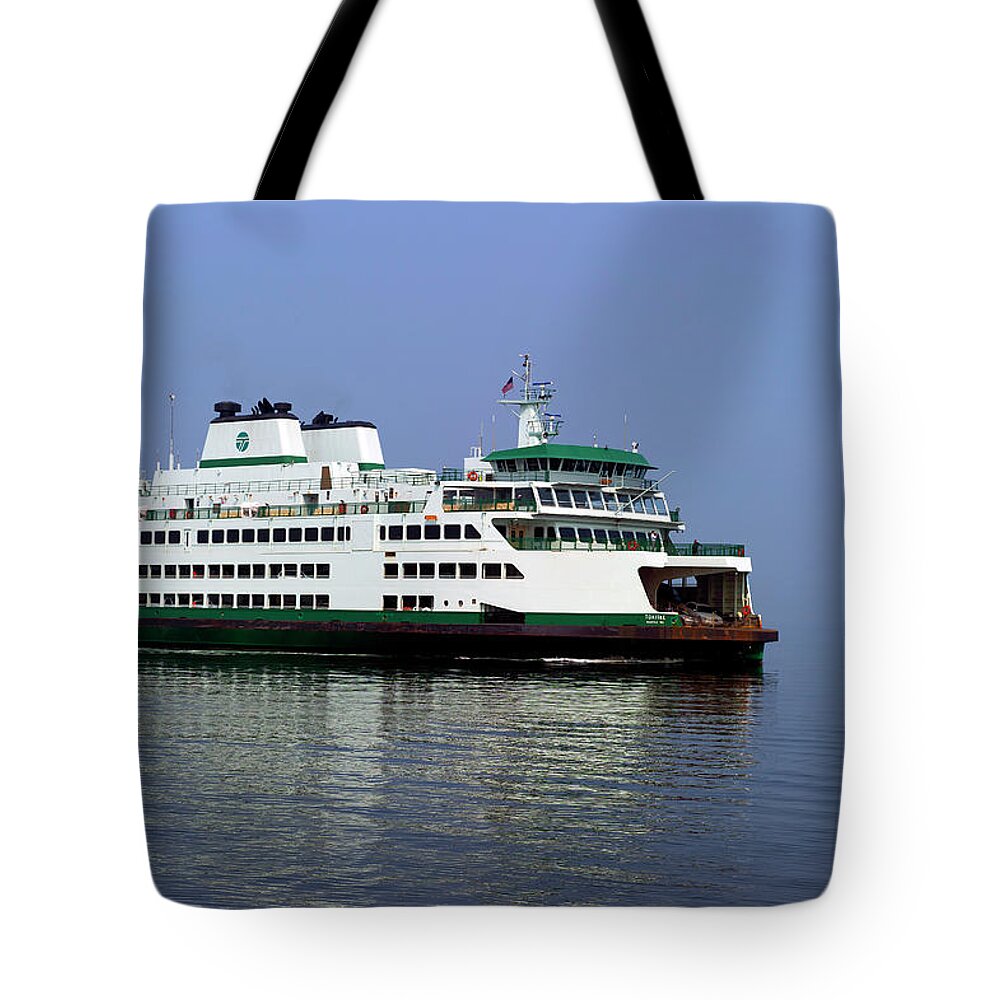 Washington Tote Bag featuring the photograph Washington State Ferry at Mukilteo by Gary Langley