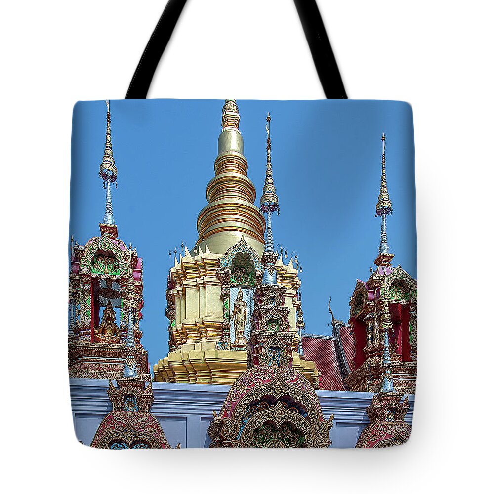 Scenic Tote Bag featuring the photograph Wat Ban Kong Phra That Chedi Brahma and Buddha Images DTHLU0501 by Gerry Gantt