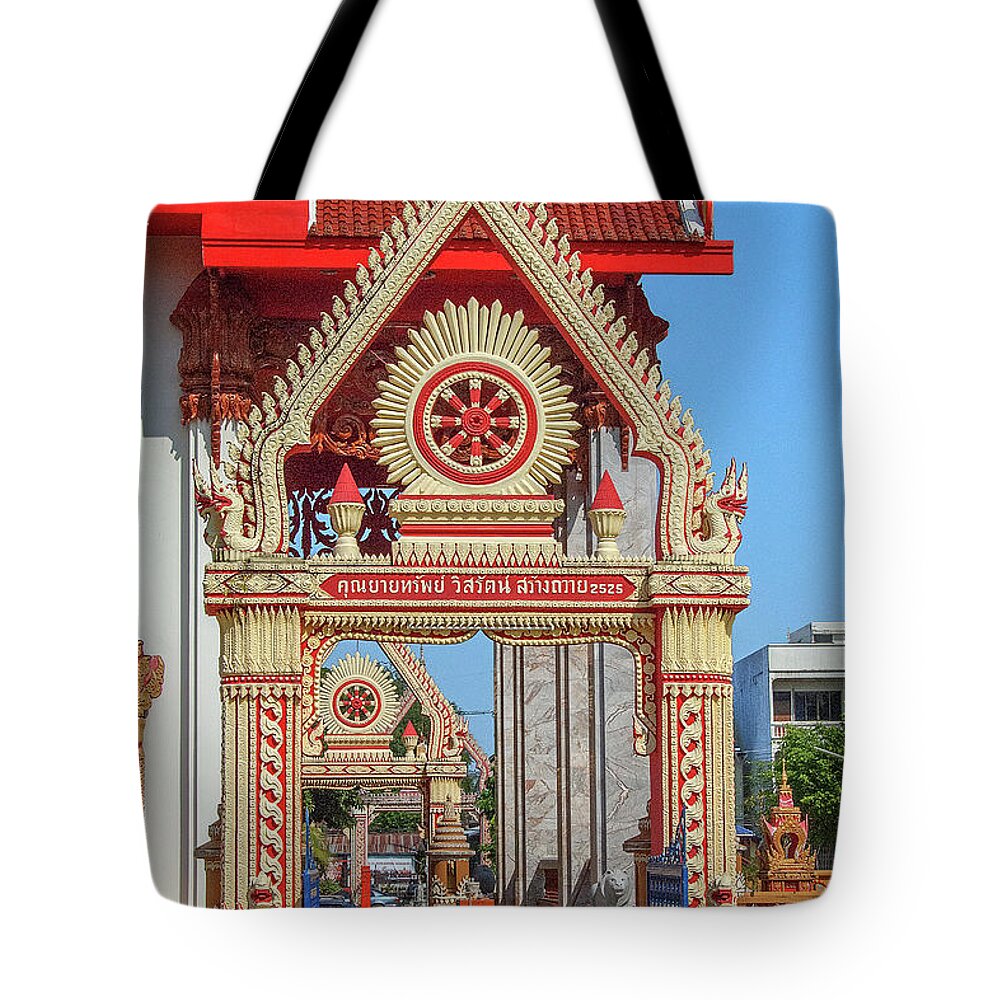 Thailand Tote Bag featuring the photograph Wat Liab Ubosot Gateway DTHU039 by Gerry Gantt