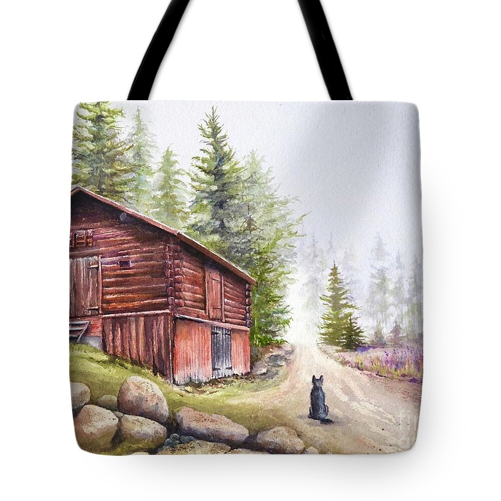 Landscape Tote Bag featuring the painting Watchdog by Jeanette Ferguson