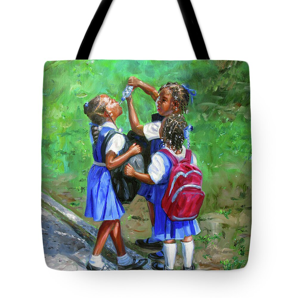 Caribbean Art Tote Bag featuring the painting Water Bottle by Jonathan Gladding