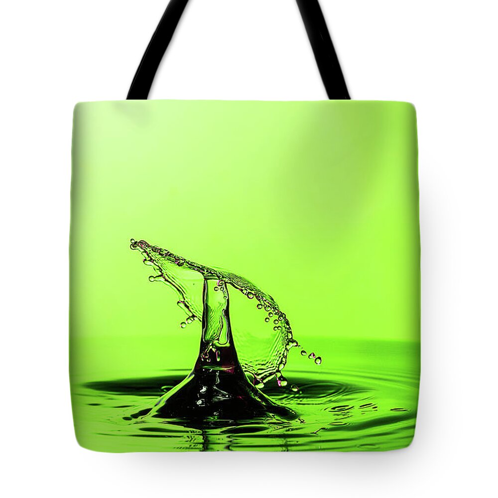 Jay Stockhaus Tote Bag featuring the photograph Water Drop Collision by Jay Stockhaus