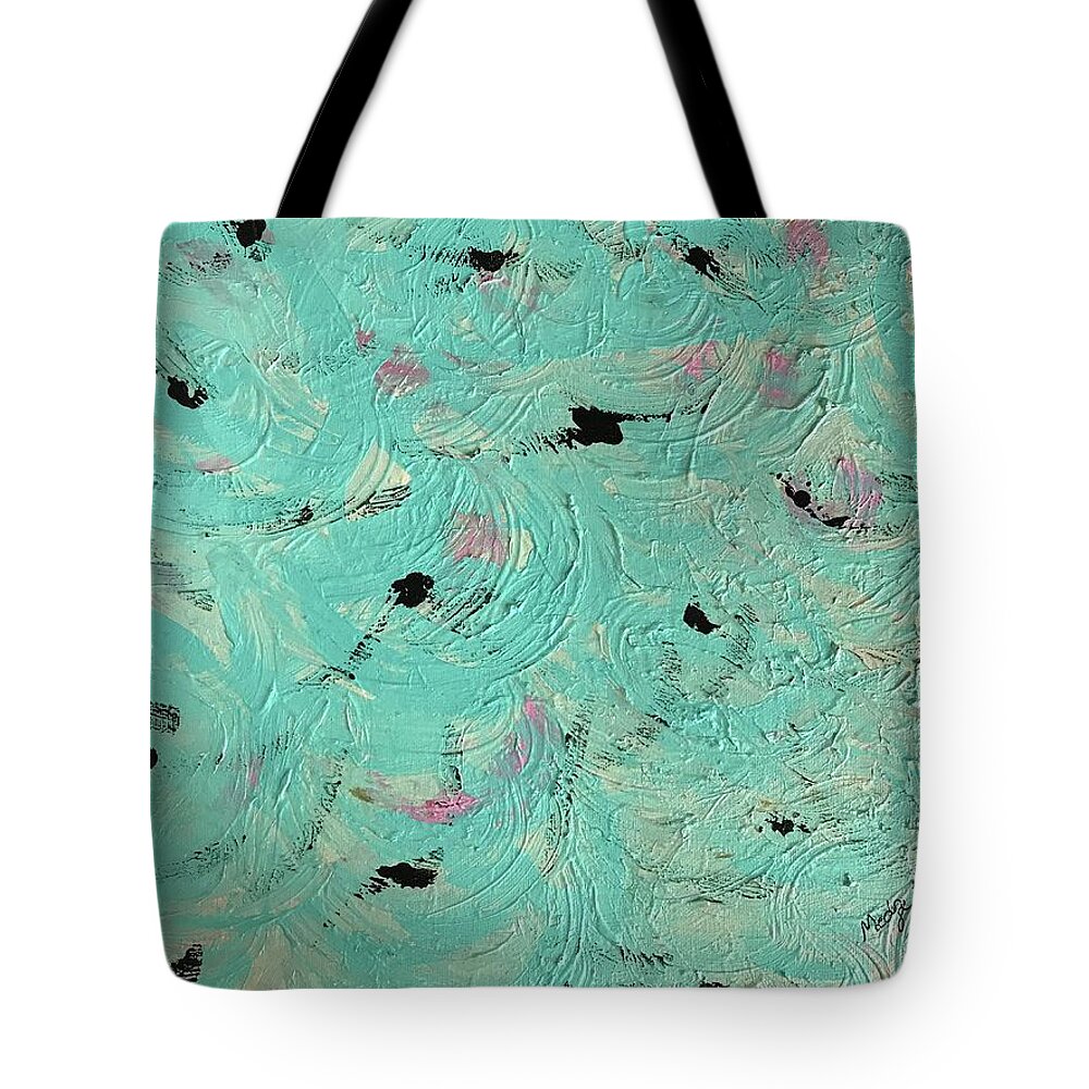Game Water Sea Sun Turquoise Tote Bag featuring the painting Water Game by Medge Jaspan
