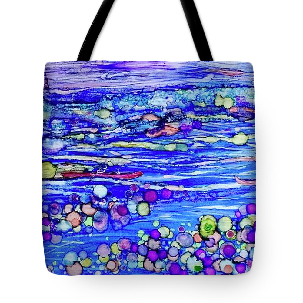 Wide Tote Bag featuring the painting Water Sport Whimsy in Billboard Wide Format by Patty Donoghue