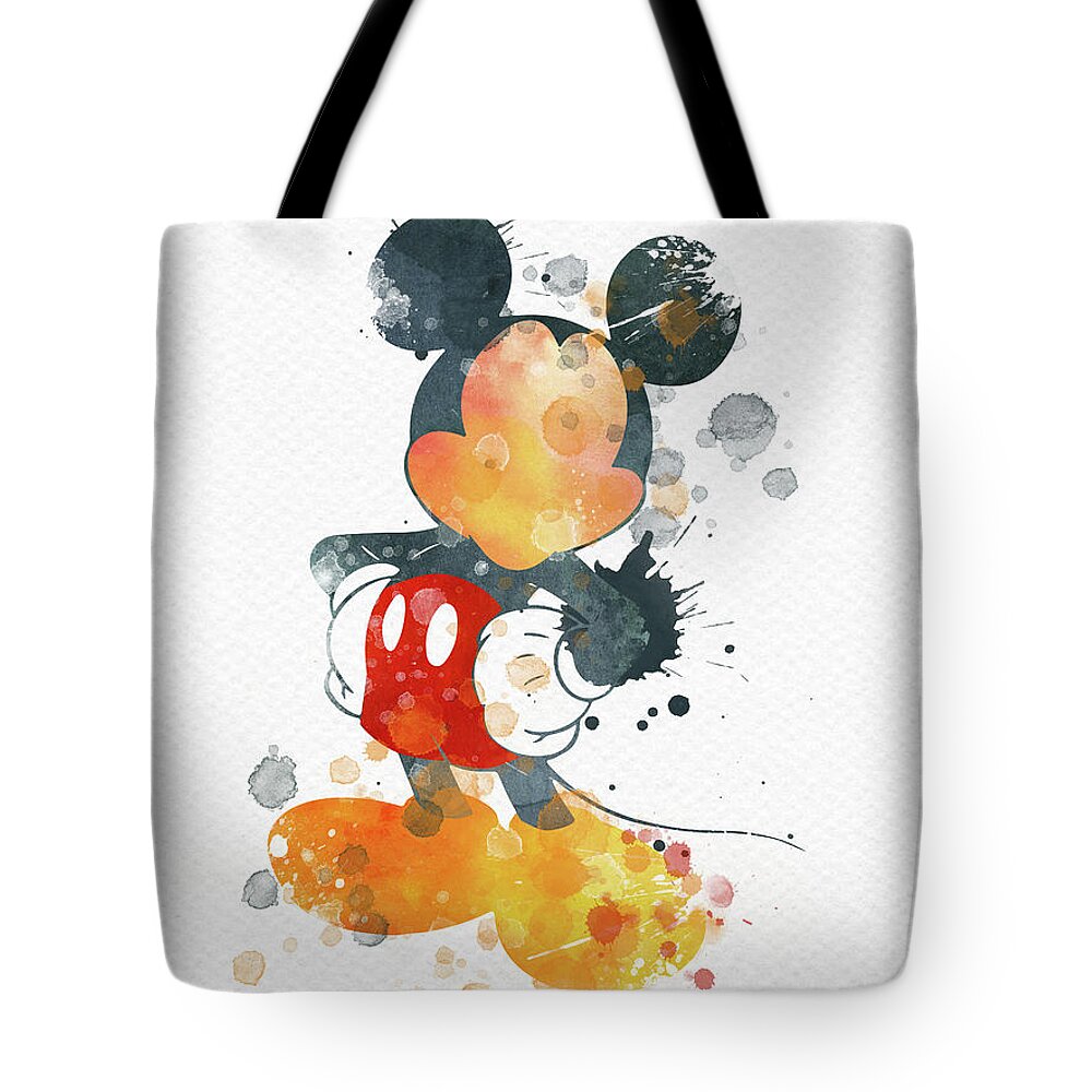 Mickey and Minnie Mouse with butterflies Tote Bag by Mihaela Pater